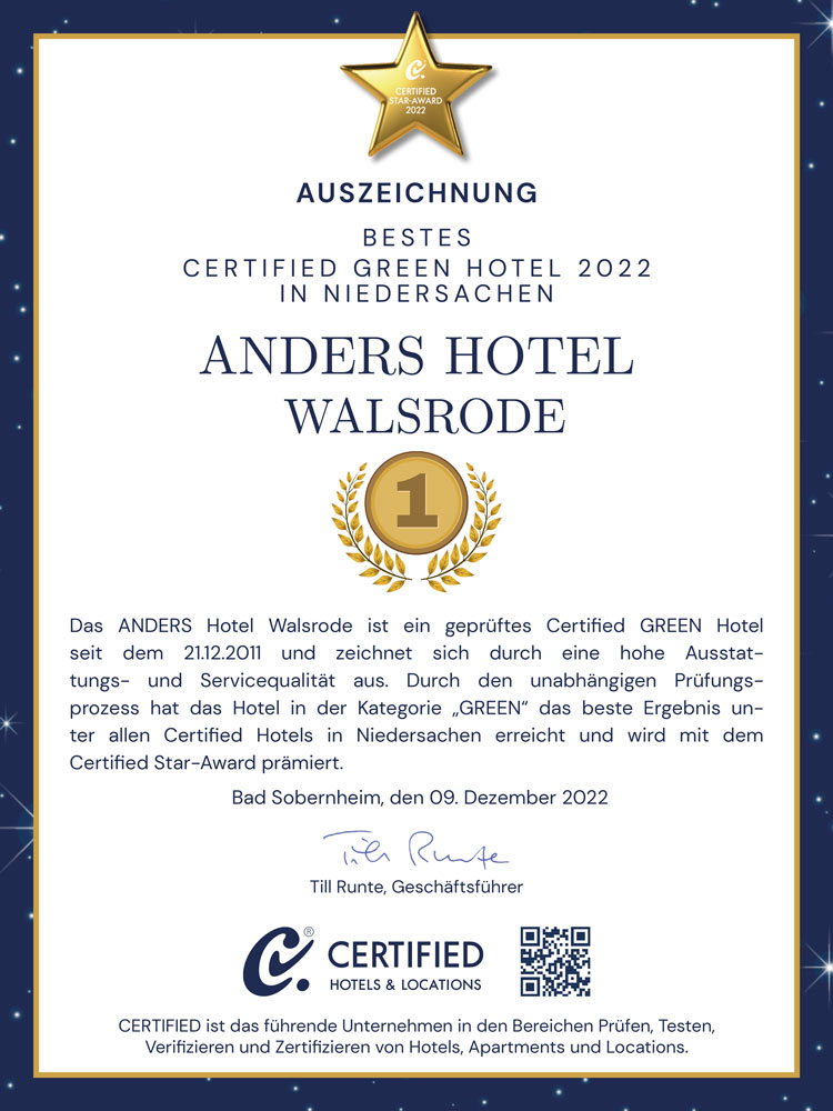 Auszeichnungen - ANDERS Hotel Walsrode